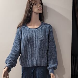 Blue Ribbed Women's Sweater
